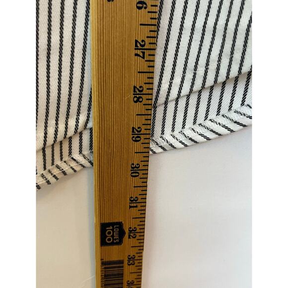 POL Women’s Size S White/Black Striped Long Sleeve Collared Button Front Shirt - Picture 6 of 8